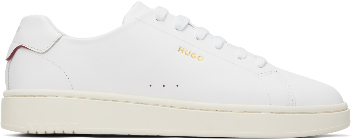 Hugo White Logo Nappa Leather Sneakers