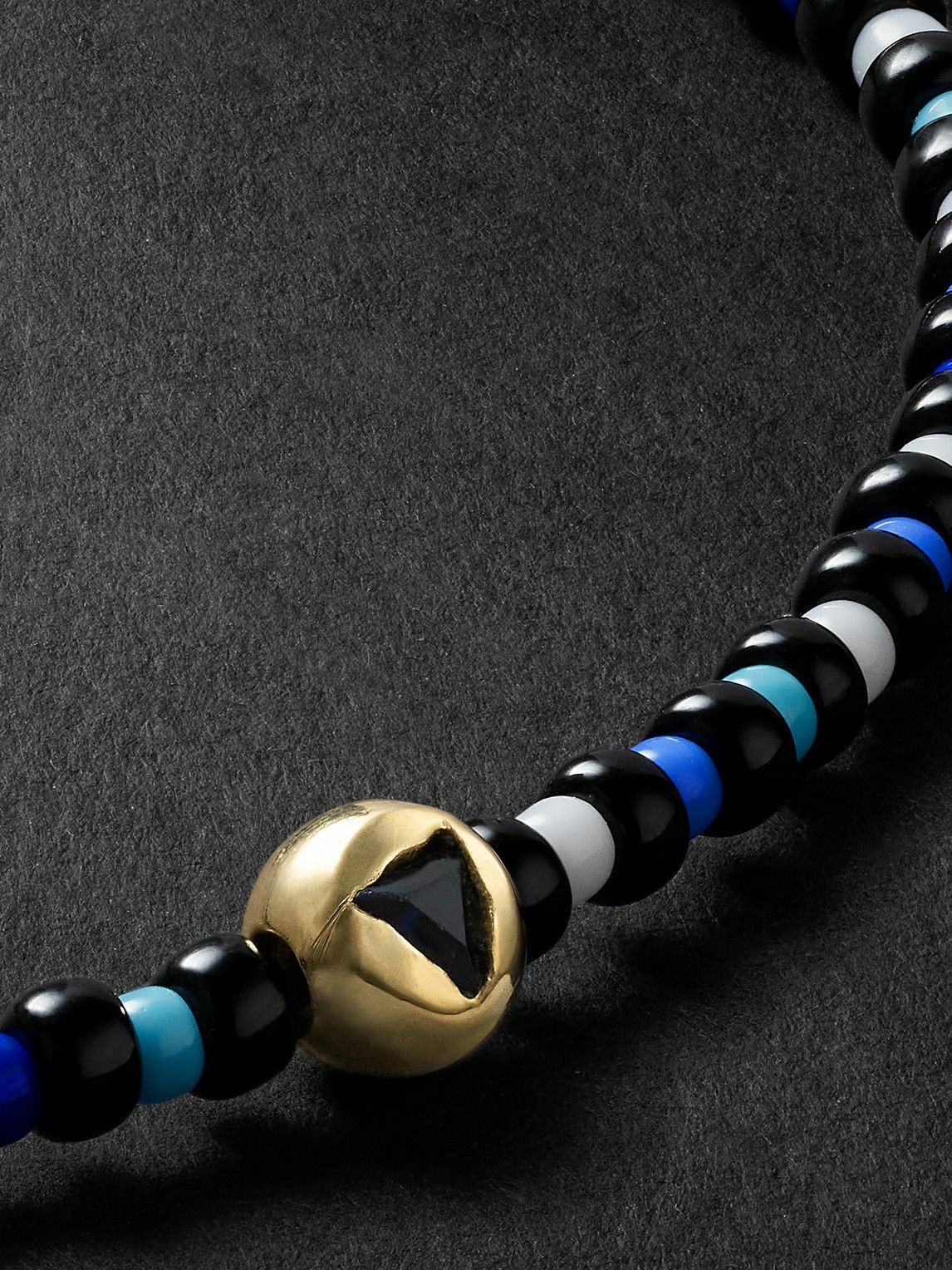 Luis Morais Gold, Enamel, Sapphire and Cord Bracelet - Men - Black Jewelry