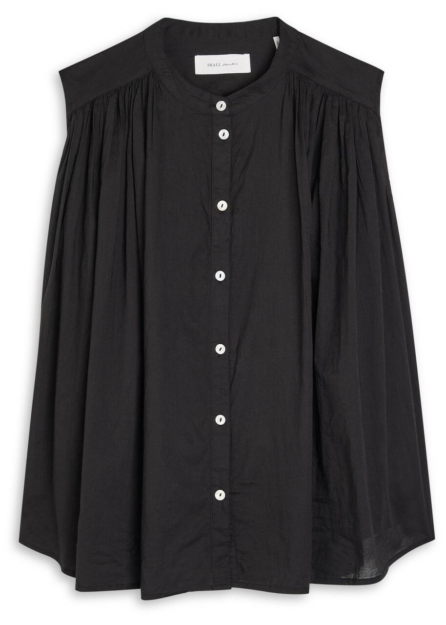Skall Studio Louise Pleated Cotton Blouse Black