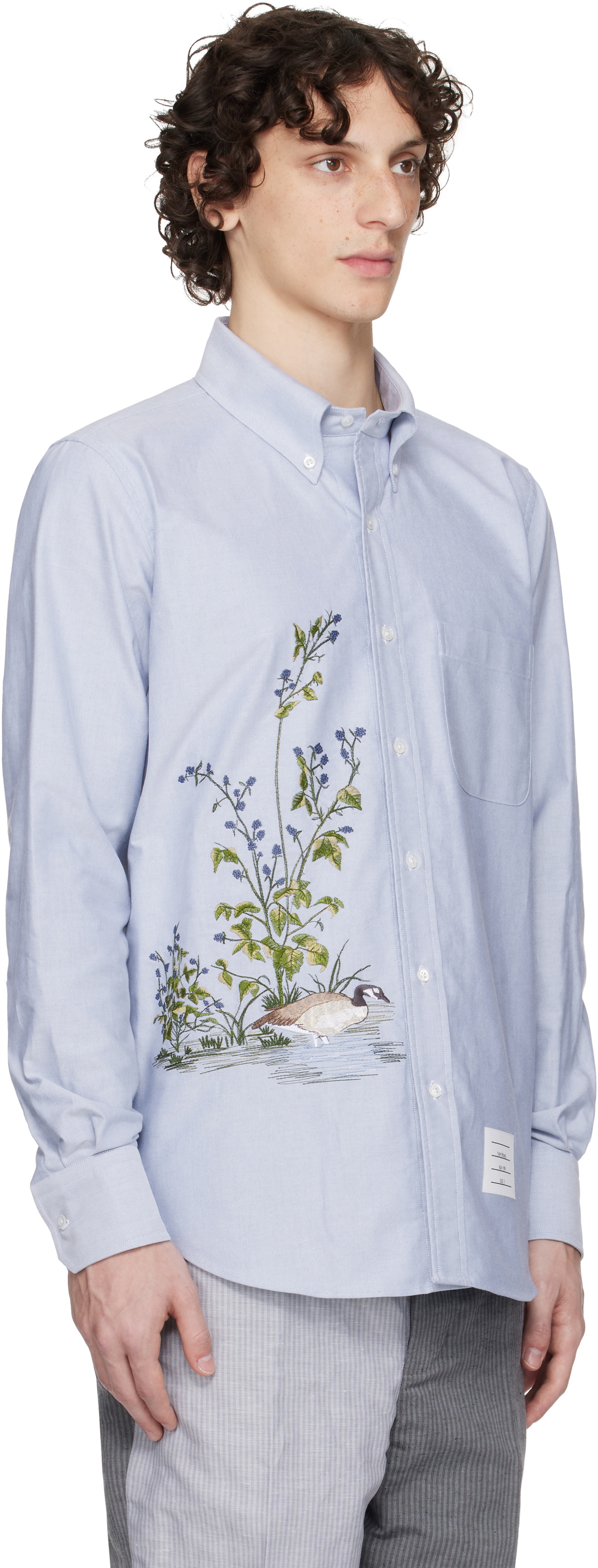 Thom Browne Blue Straight Fit Stitch Goose Scenic Shirt Thom