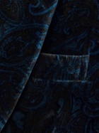 De Petrillo - Positano Shawl Collar Double-Breasted Paisley Cotton-Velvet Tuxedo Jacket - Blue