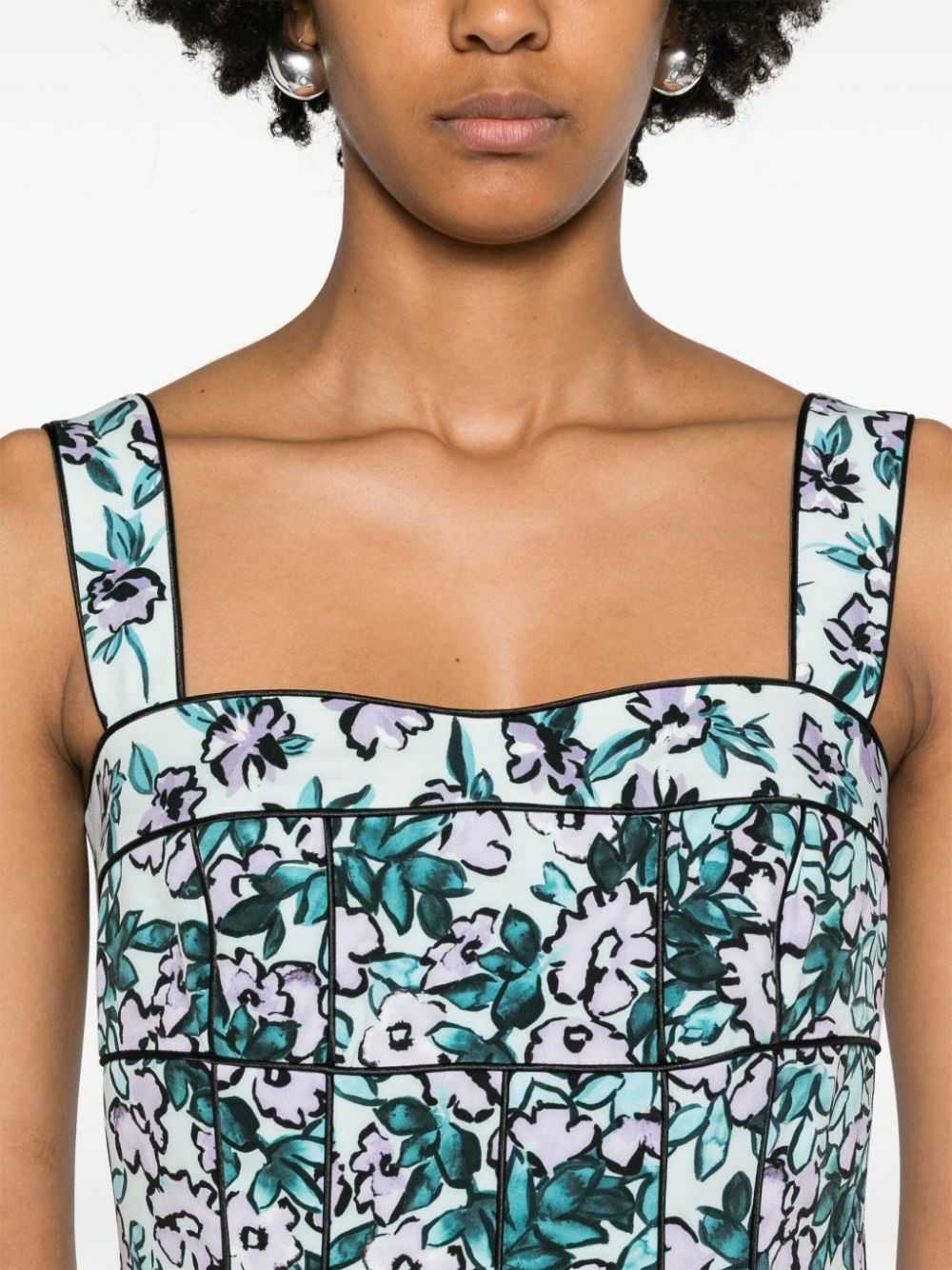 Huishan Zhang Green Floral-Print Asymmetric Dress Huishan Zhang Huishan Zhang Green Floral-Print Asymmetric Dress Huishan Zhang
