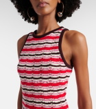 The Attico Striped crochet cotton midi dress