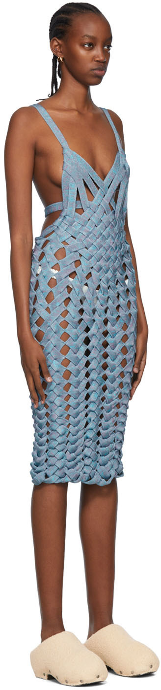 ISA BOULDER Blue Basketweave Midi Dress Isa Boulder