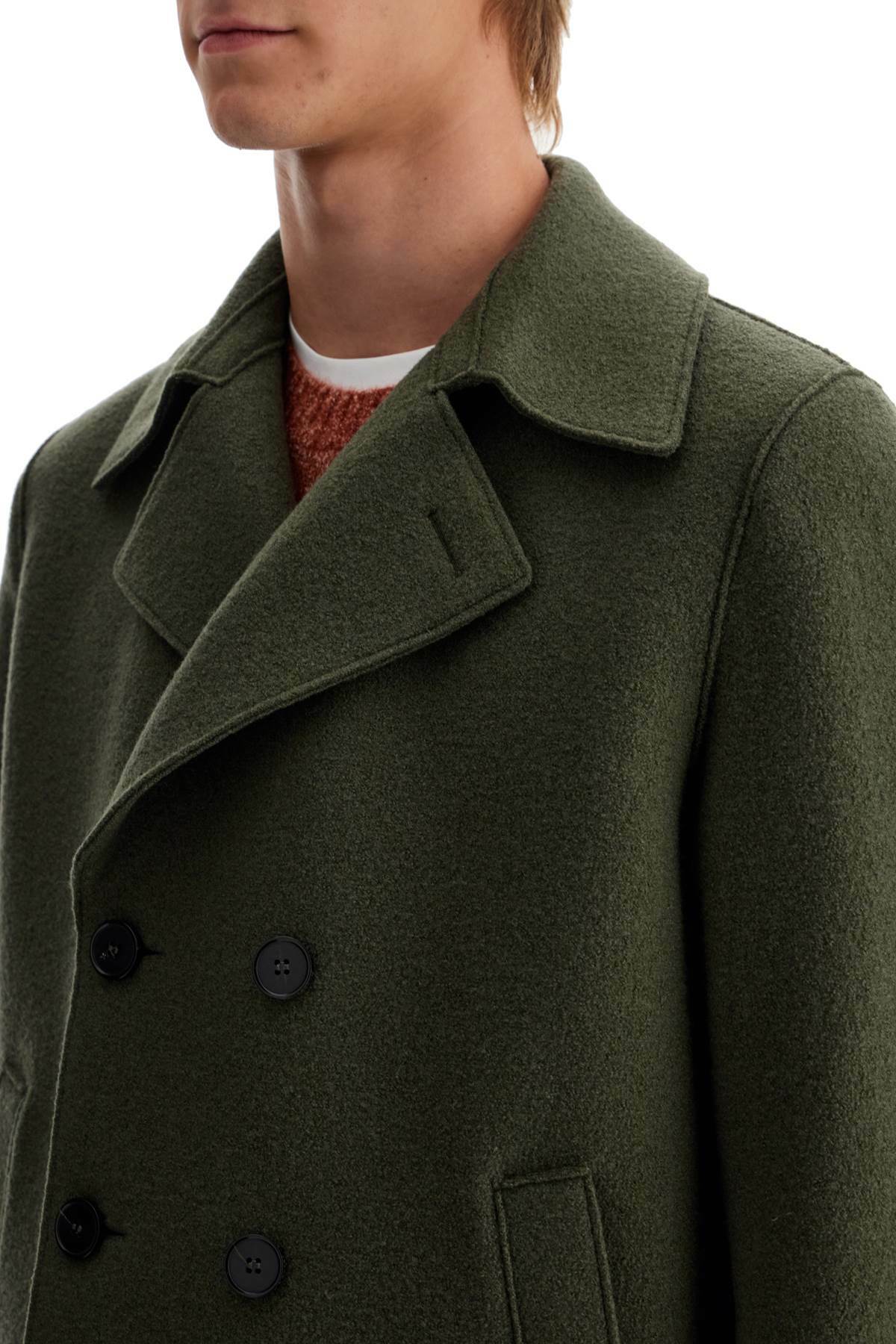 HARRIS WHARF LONDON double-breasted woolen caban Green