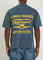 Represent Nothing Faster Printed Cotton T-shirt Indigo