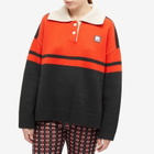 Wales Bonner Women's Long Sleeve Calm Polo in Red/Black/Beige
