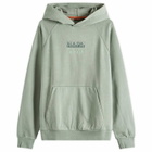 Napapijri Men's Split Logo Hoodie in Green Mil G1