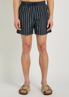 Emporio Armani Logo-embroidered Crinkled Nylon Swim Shorts Navy