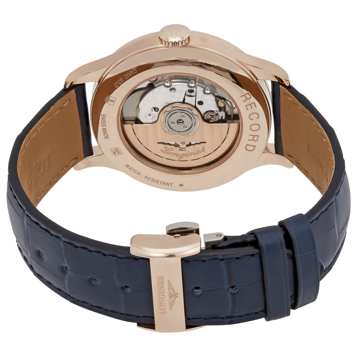 Longines Record Automatic Chronometer 18kt Rose Gold Blue Dial Watch L2.820.8.92.2