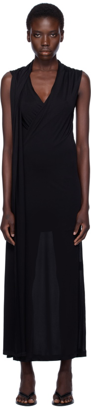 Photo: TOTEME Black Overlapped Scarf Maxi Dress