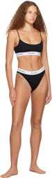 Sporty & Rich Black Serif Thong