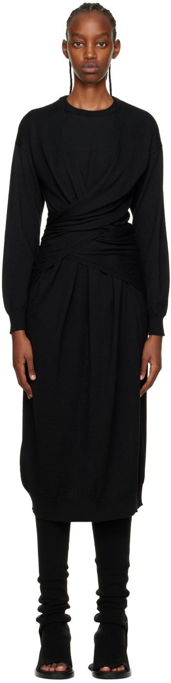 LEMAIRE Black Wrap Midi Dress Lemaire