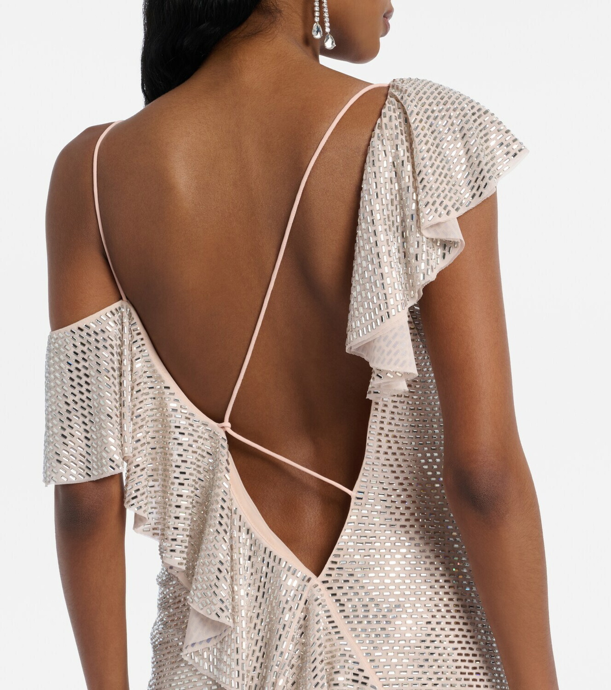 Self-Portrait Draped rhinestone-embellished maxi dress