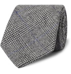 Kingsman - Drake's 8cm Prince of Wales Checked Wool and Cashmere-Blend Tie - Gray