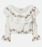 Rixo Maurine embroidered ruffled cotton top