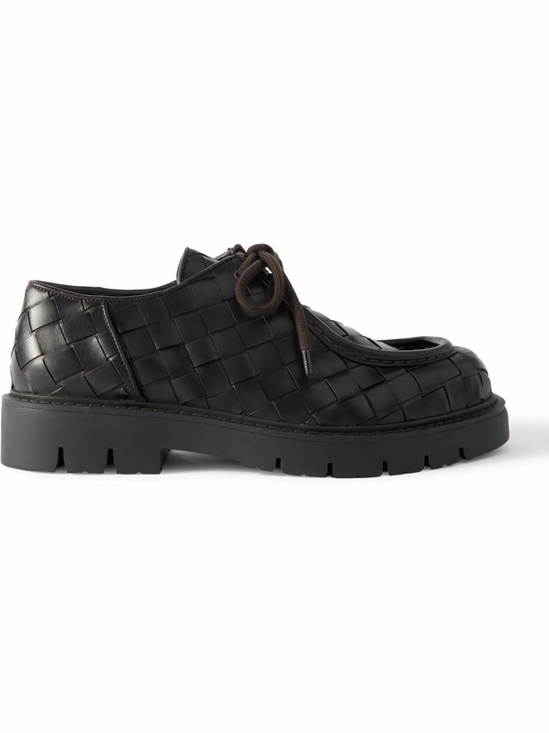 Photo: Bottega Veneta - Intrecciato Leather Derby Shoes - Brown