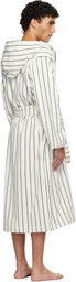 Tekla White & Green Terry Hooded Bathrobe