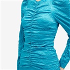 GANNI Women's Satin O-Neck Midi Dress in Algiers Blue