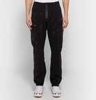 Off-White - Tapered Paint-Splattered Shell-Trimmed Fleece Sweatpants - Men - Black