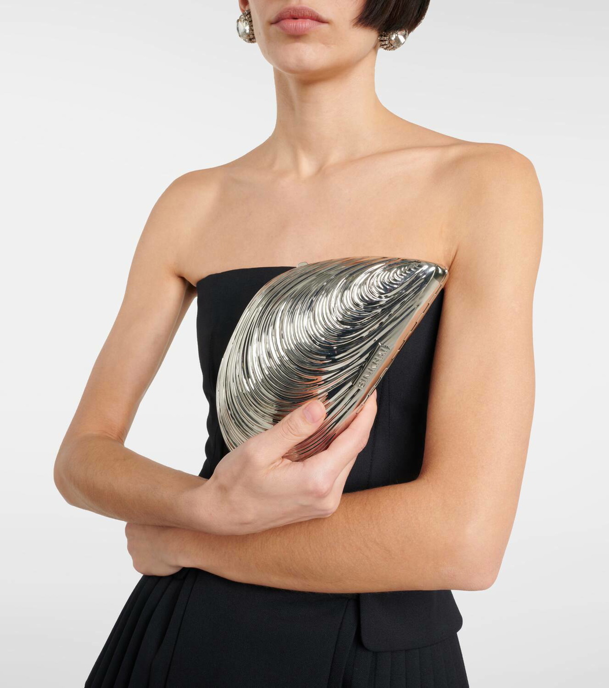 Simkhai Marion Acrylic Shell Clutch in Pearl