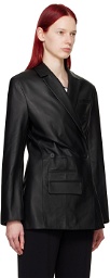 JACQUEMUS Black Les Sculptures 'La veste Tibau cuir' Leather Jacket