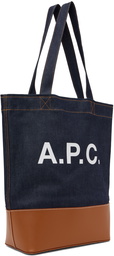 A.P.C. Indigo & Tan Axel Denim Tote