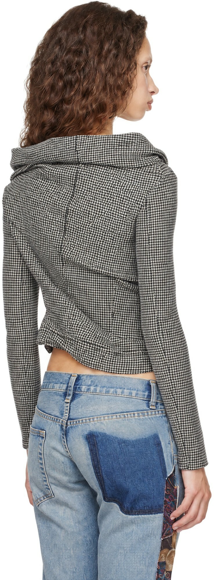 Junya Watanabe Black & White Wool Nylon Glen Check Jacket