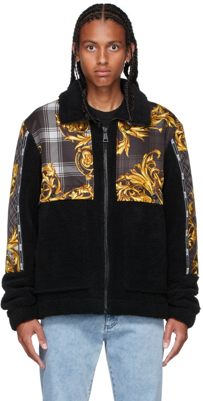 Photo: Versace Jeans Couture Black Tartan Baroque Print Jacket