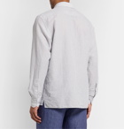Ermenegildo Zegna - Striped Slub Cotton and Linen-Blend Half-Placket Shirt - White