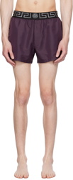 Versace Underwear Burgundy Greca Border Swim Shorts