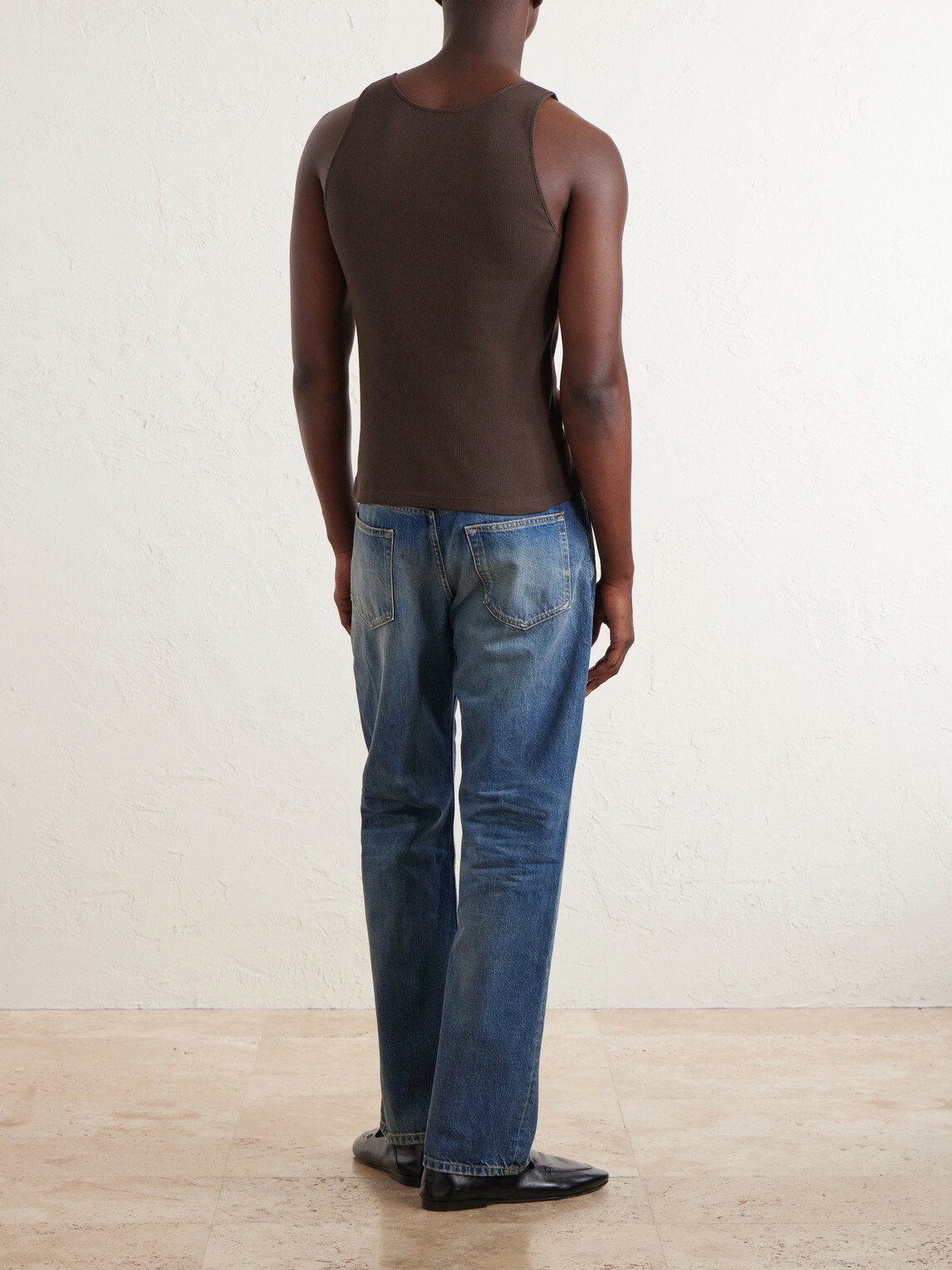 SAINT LAURENT - Logo-Embroidered Ribbed Cotton Tank Top - Brown