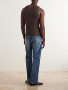SAINT LAURENT - Logo-Embroidered Ribbed Cotton Tank Top - Brown