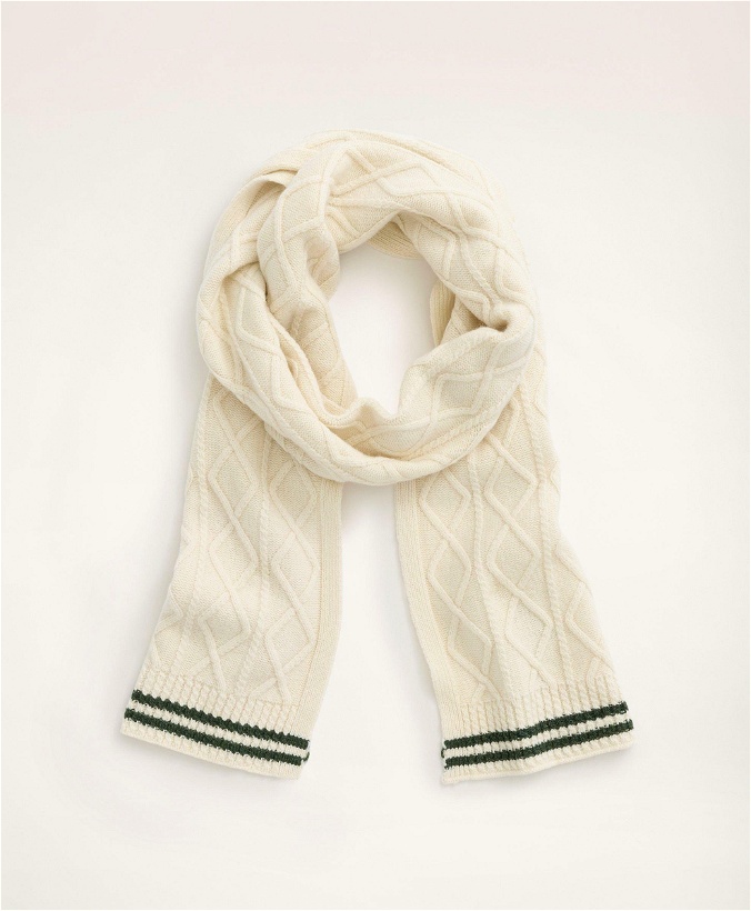 Photo: Brooks Brothers Men's Lambswool Cable Knit Scarf | Natural
