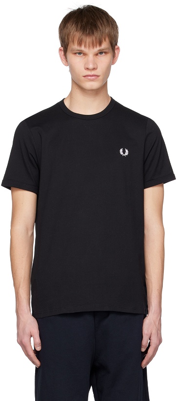 Photo: Fred Perry Black Ringer T-Shirt