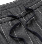 Zanella - Tapered Pintriped Wool-Blend Drawstring Trousers - Gray