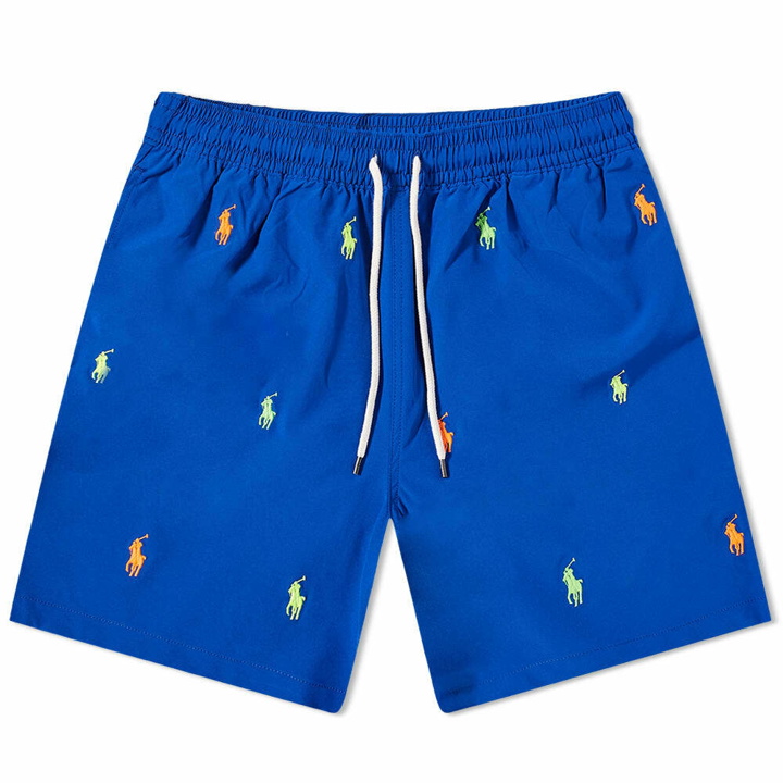 Photo: Polo Ralph Lauren Men's All Over Pony Swim Shorts in Rugby Royal
