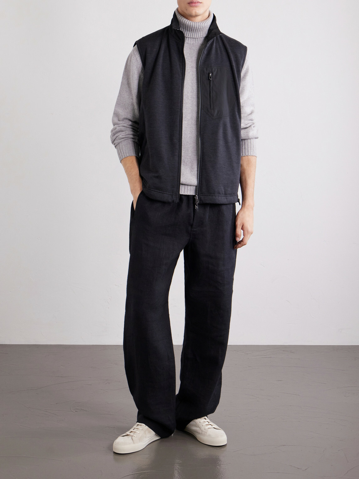 SEASE - Explorer Reversible Padded Wool-Blend Jersey and Micro-Ripstop Gilet - Gray