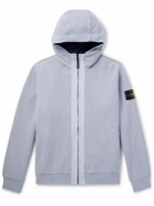 Stone Island - Reversible Logo-Appliquéd Ribbed Cotton-Blend and Shell Hooded Jacket - Blue