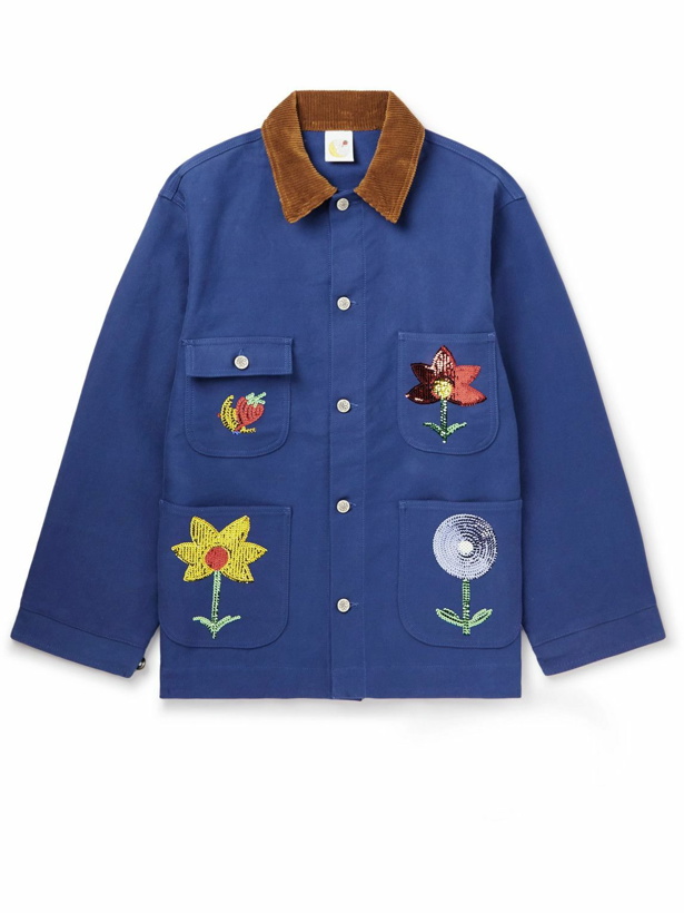 Photo: SKY HIGH FARM - Sequin-Embellished Corduroy-Trimmed Cotton Chore Jacket - Blue