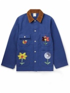 SKY HIGH FARM - Sequin-Embellished Corduroy-Trimmed Cotton Chore Jacket - Blue