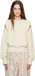 OPEN YY Off-White Convertible Cable Knit Sweater