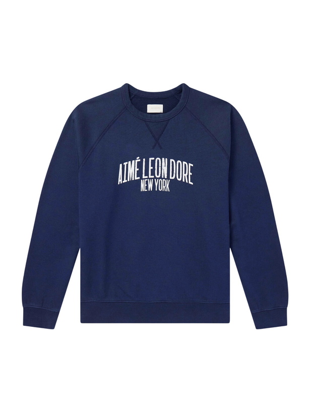 Photo: Aimé Leon Dore - Logo-Print Cotton-Blend Jersey Sweatshirt - Blue