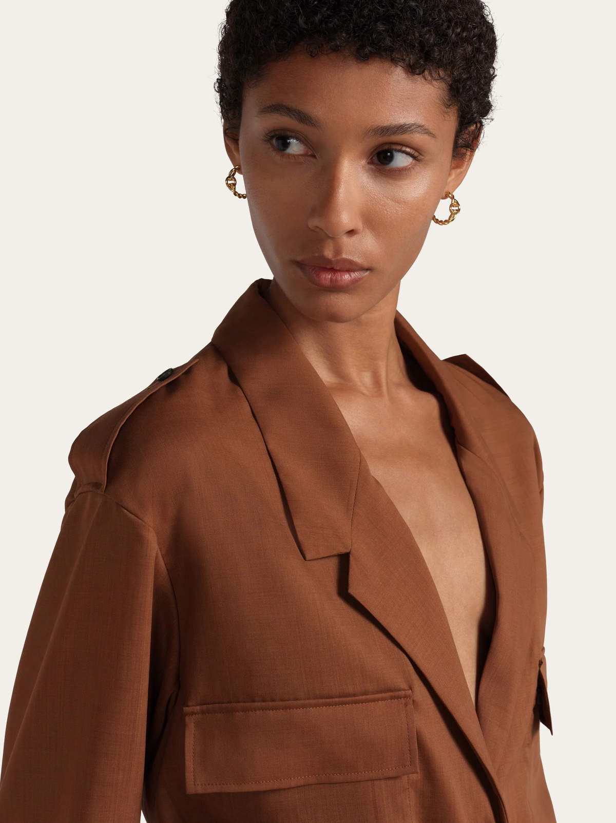 Ferragamo Womens Deconstructed blazer in Brown