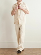 MILES LEON - Rosa Camp-Collar Striped Tumbled Cotton and Linen-Blend Shirt - Neutrals