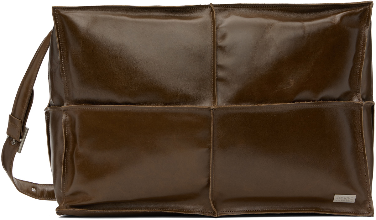 ショルダーバッグ・ポシェット Mm6 By Maison Margiela Brown Textured Handbag With Rounded Mm6 By Maison Margiela Brown Textured Handbag With Rounded