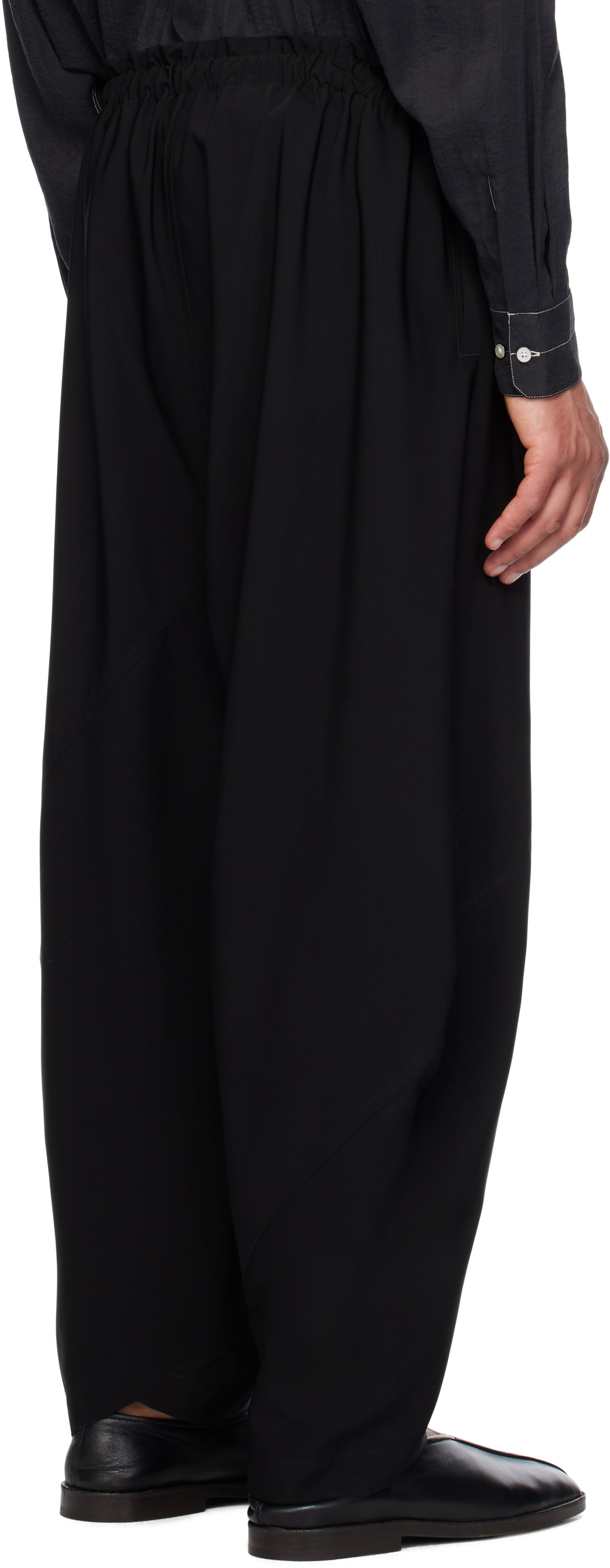 132 5. ISSEY MIYAKE Black Parallel Wrap Trousers