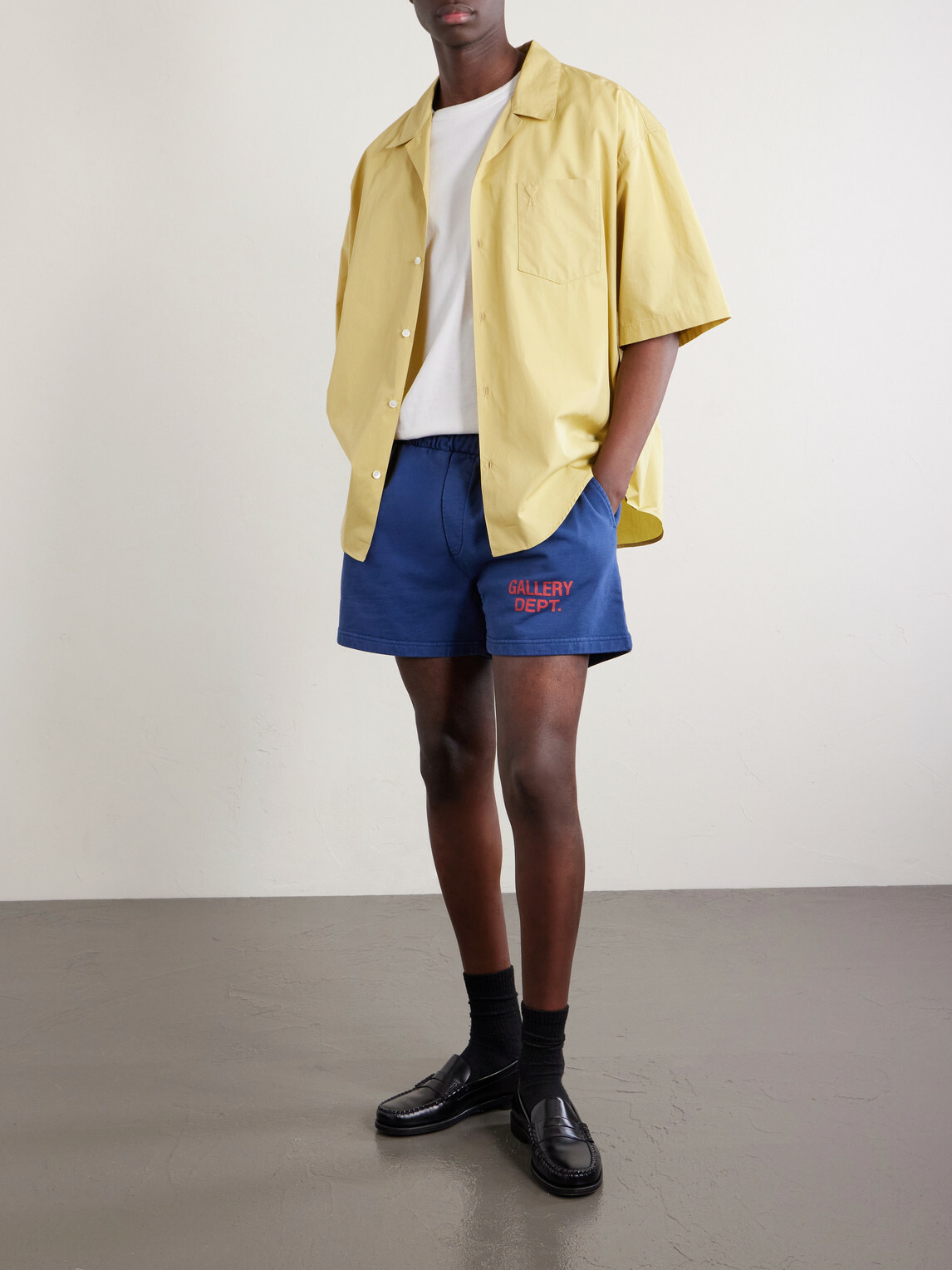 Gallery Dept. - Zuma Straight-Leg Logo-Print Cotton-Jersey Shorts - Blue