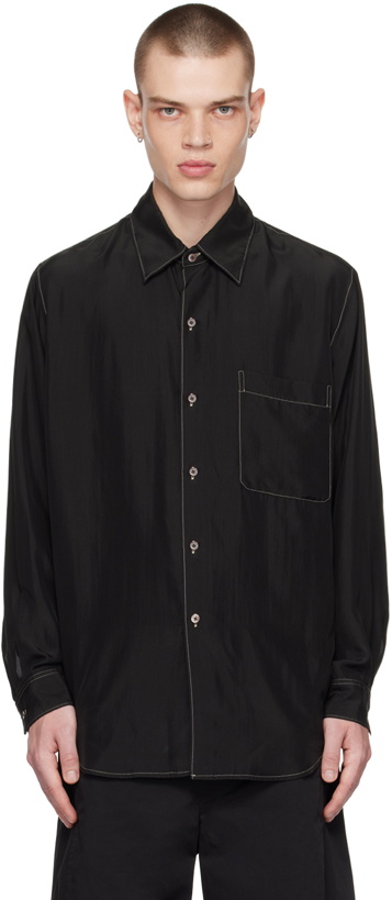 Photo: LEMAIRE Black Contrast Stitching Shirt