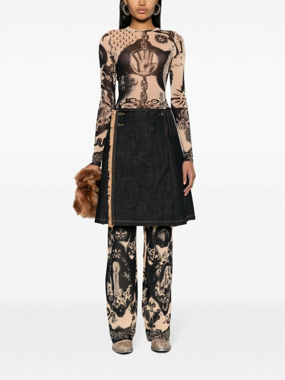 Jean Paul Gaultier Neutral Heraldique-Print Top Jean Paul Jean Paul Gaultier Neutral Heraldique-Print Top Jean Paul